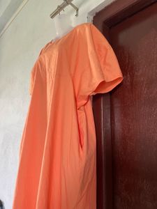 Orange A-Line Midi Dress