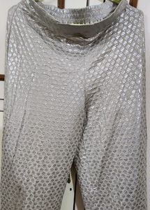 Grey Silver Motif Printed Palazzo
