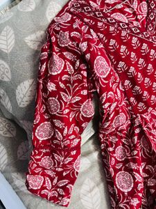 Red Block Print Cotton Kurta new