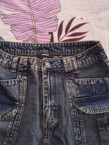 Stylish Blue Denim Cargo Mini Skirt