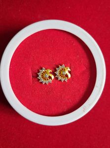 Gold & Diamond Stud Earrings peacock desine