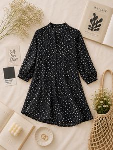 Chic Black Polka Dot Tunic Top
