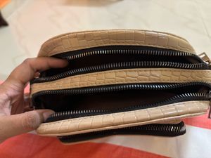 Caprese Beige Croc Textured Crossbody Bag