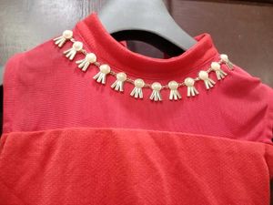 red embellishments dress