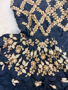 Elegant Navy Embroidered Gown