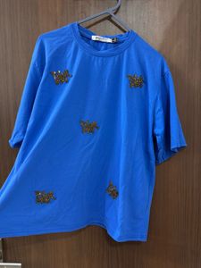 Vibrant Blue Sequin Dior T-Shirt