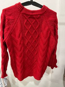 Chic Red Cable Knit Sweater