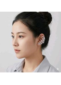 A D silver tone earrings.