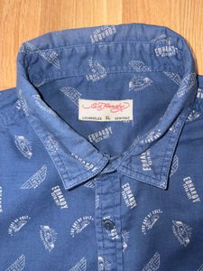 Ed Hardy Blue Patterned Casual oversize Shirt