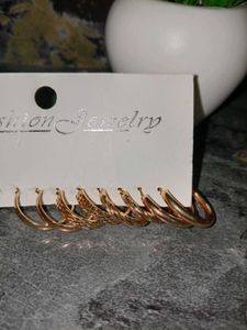 Set of 6 Gold Hoop Earrings
