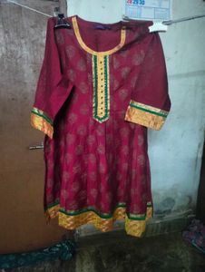 Maroon Kurta with Golden Print