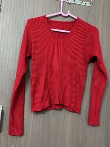 comfy warm woollen Red Knit Top for M &L