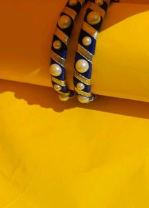 Blue Striped Pearl Bangles