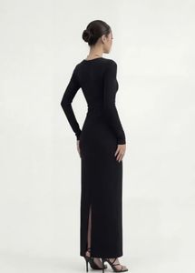 Chic Black Ruched Cut-Out Maxi Dress
