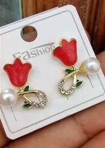 Red Tulip Stud Earrings