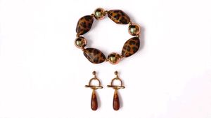 🆕Leopard Print &amp; Gold Bracelet &amp; Earrings Set