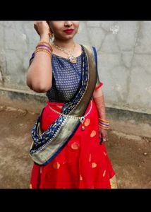 Red Lehenga Choli South Indian style silk