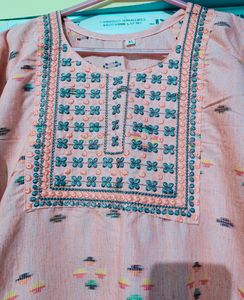 Brand New Embroidered Kurti. Peach Colour. Will Fi