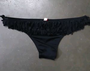 Black Ruffle Bikini with Gold Studs