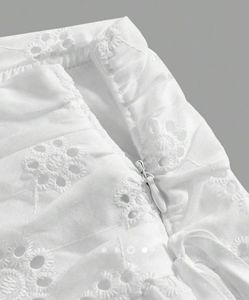 White Cotton Embroidered Maxi Skirt