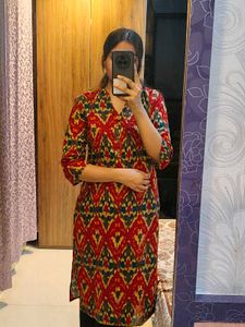 Stylish Red Cotton Kurta