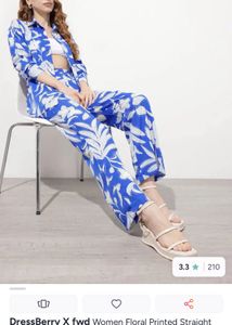 Dressberry Blue Floral Wide Leg Pants