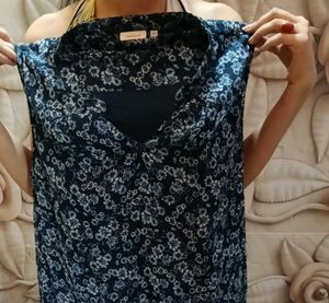 Blue Floral Sleeveless dress