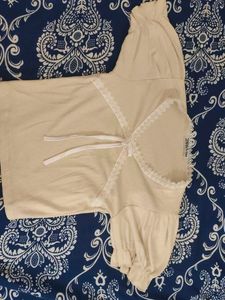 Cream Lace Trimmed Top