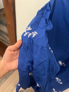 Blue Embroidered Maxi Dress
