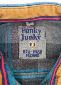 Funky Junky Premium Men Blue Checkered shirt