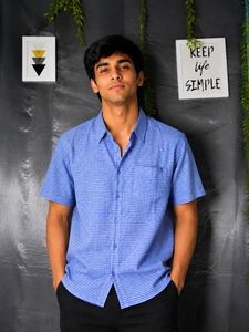Classic Blue Gingham Short Sleeve Shirt