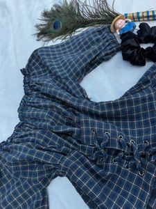 Midnight plaid corset crop top