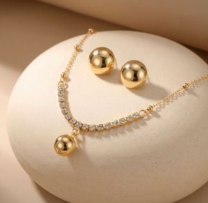 Anti-turnish Gold Ball Pendant Necklace & Earrings