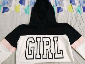 Crop Hoodie with "GIRL" Print