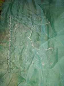 New stones work saree with designer blouse piece
