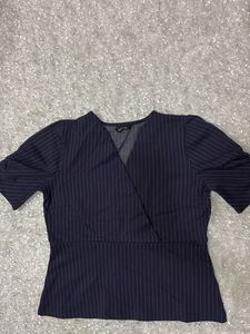 Chic Striped Wrap Top