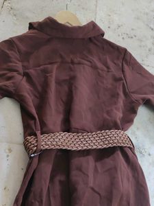 Women's Brown Button-Down Maxi Dress