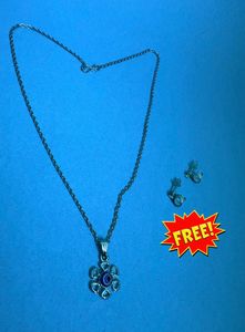 Floral Pendant Necklace with Earrings
