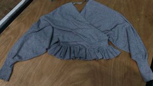 Vintage Vero Moda Classic Grey Wrap Knit Pullover
