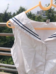 White Sailor Collar Crop Top