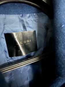 women’s navy blue woolen long jacket