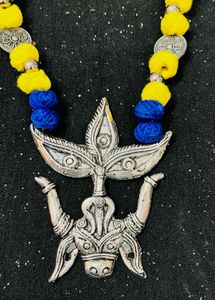 Boho Blue &amp; Yellow Beaded Necklace