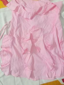 Chic Pink Ruffle Halter Dress