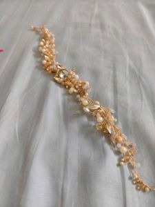Elegant Gold Pearl &amp; Crystal Headpiece