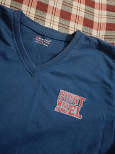 Blue V Neck Tshirt For Women