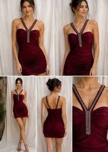 Burgundy ruched bodycon
