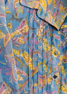 Blue Paisley Print Sheer Blouse
