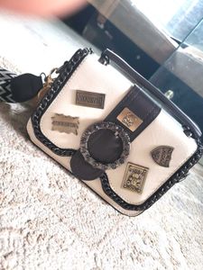 Chic White &amp; Brown Crossbody good quality  Bag