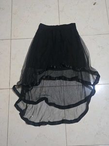Black Tulle High-Low Skirt