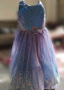 Sparkly Blue Dress with Flowers